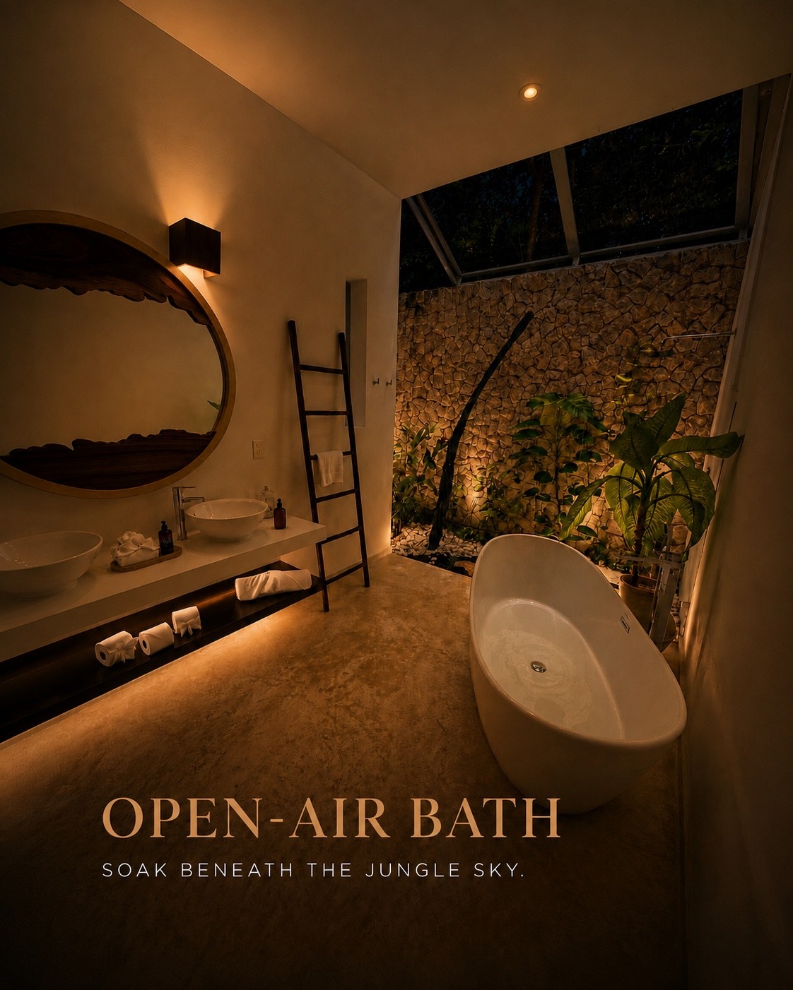 Open-air villa bath